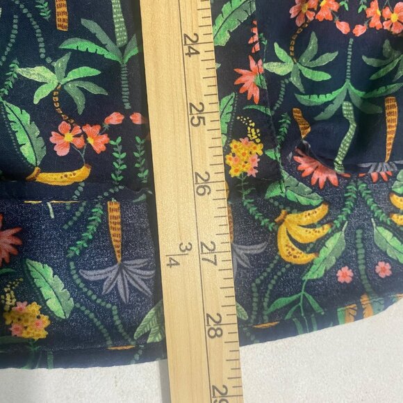Old Navy Long-Sleeve Button Up Shirt Size L Blue Tropical Banana & Floral Print - Picture 13 of 14